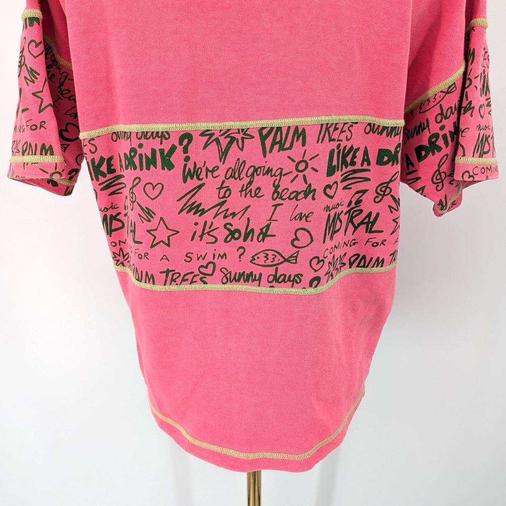 Vintage 90s‎ Surfcore Graphic Tee Pink Mistral Cotton Top S - Picture 8 of 10